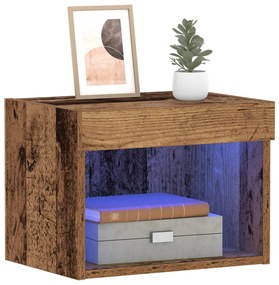 LED világítással ellátott faliszekrények 2 db Régi fa 40x30x30 cm