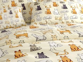 COLORED CATS PURE pamut krémszínű ágyneműhuzat Ágyneműhuzat mérete: 70 x 90 cm | 140 x 200 cm
