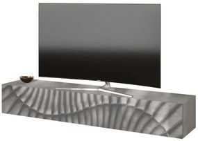 SNAKE TV állvány/fali szekrény, egy felnyíló ajtóval, betonhatású laminált tettel és szürke, díszített mintázatú előlapokkal