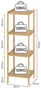 Casaria® Bambusz polc - 110x33x33 cm
