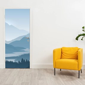 Fotótapéta ajtóra - Hegyekre néző grafika (95x205cm)