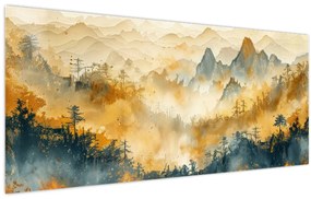 Kép - Hegyek, akvarell (120x50 cm)