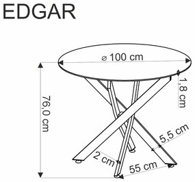 Edgar kerek étkezőasztal dió 100cm