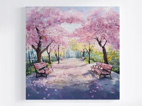 Vászonkép Canvas Város Park Fák Virágok Padok Sikátor Kilátás 40x40