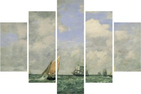 Kép - Eugène Boudin, Ships and Sailing Boats Leaving Le Havre, reprodukciók (150x105 cm)