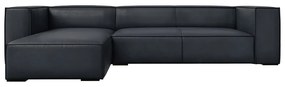 Fekete bőr sarokkanapé (bal oldali) Madame – Windsor & Co Sofas