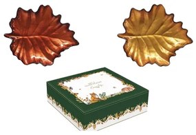 Juharfalevél alakú üveg tányér 2 db-os szett díszdobozban Forest Dream