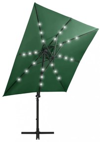 zöld konzolos napernyő rúddal és LED-fényekkel 250 cm