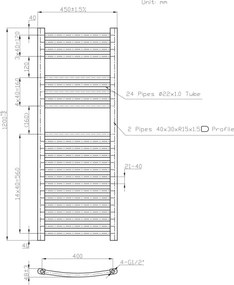 Novaservis - Fürdőszobai létrás törölközőszárító radiátor 490W/230V 120x45 cm fehér, lekerekített