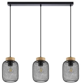 Brilagi - Zsinóros csillár BASKLITE 3xE27/15W/230V kaucsukfa/fekete