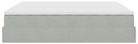 Ottomán ágykeret matracokkal világosszürke 200x200cm bársony