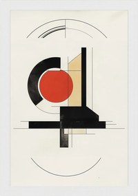 Poszter Keret Fa Grafika Geometria Kör Absztrakt Bauhaus 40x60