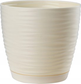 Virágtartó 17cm Fedő Kerek Virágágyás Műanyag Krémszínű