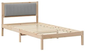 Ágykeret Kárpitozott Fejtámlával Világosszürke 100 x 200 cm