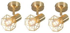 3 darabos Art Deco spotlámpa készlet, forgó és dönthető, sárgaréz - Mosh