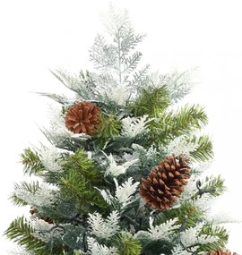 vidaXL zöld PVC és PE megvilágított karácsonyfa fenyőtobozzal 225 cm