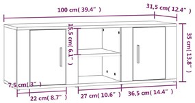 sonoma tölgyszínű szerelt fa TV-szekrény 100x31,5x35 cm