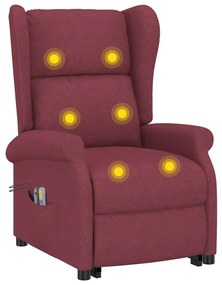 bordó szövet felállást segítő masszázsfotel