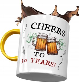 Sárga Bögre Születésnapra 30 30-es 30-as Ajándék Nyomtatott Fotóval