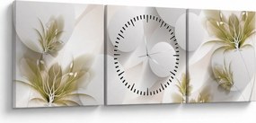 Kép - 3D körök virágokkal (órával) (90x30 cm)