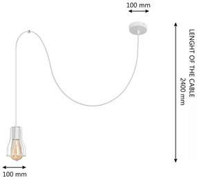 Csillár zsinóron TUBE LONG 1xE27/15W/230V fehér