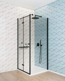 Deante Kerria Plus, Walk-in zuhany paraván 80cm, magasság 200cm, 6mm átlátszó üveg ActiveCoverrel, fekete profil, KTS_N38P