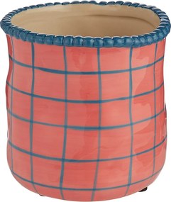 POTTERY kaspó, pink-kék kockás