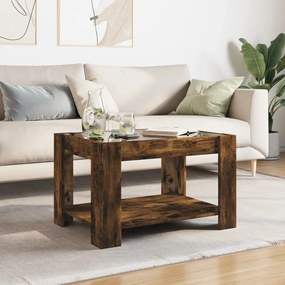 Füstös tölgy szerelt fa dohányzóasztal LED-del 73 x 53 x 45 cm