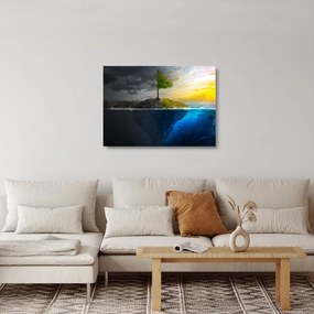 Két oldalt mutató kép (üvegen) (70x50 cm)