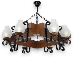 Brilagi - Csillár láncon QUEEN 8xE14/40W/230V bükkfa/dió