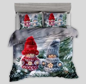 3D pamut ágynemű MINI JOY CHRISTMAS szürke, 100% pamut Ágyneműhuzat mérete: 70 x 90 cm | 140 x 200 cm