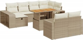 vidaXL 11 részes bézs polyrattan kerti ülőgarnitúra párnákkal
