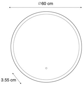 Modern fürdőszobai tükör fekete LED-del és érintős dimmerrel - Pim
