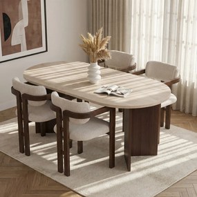 Meridia étkezőgarnitúra, travertin-milánói dió, 180 cm – TR199NRD1137