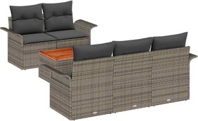 vidaXL Kerti Kanapé Szett párnával 6 pcs Szürke polirattan
