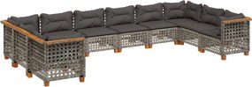 vidaXL 10 részes szürke polyrattan kerti ülőgarnitúra párnákkal