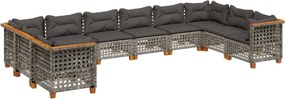 vidaXL 10 részes szürke polyrattan kerti ülőgarnitúra párnákkal