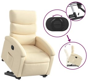elektromos felállást segítő krémszínű szövet dönthető fotel