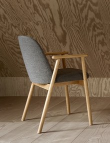 MAZZONI EXPORT RODERIC Barna Taupe (Monza 40 szövet)/olajozott tölgyfa váz - RETRO FA SZÉK BOUCLÉ  NAPPALIBA ÉTKEZŐBE KONYHÁBA