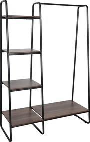 Szekrény szervező/polcállvány polcokkal, fekete/dió, ROBYN