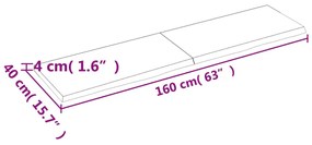 sötétbarna kezelt tömör tölgyfa fali polc 160 x 40 x (2-4) cm