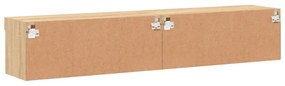 2 db sonoma tölgy színű TV-szekrény LED-ekkel 80x30x30 cm