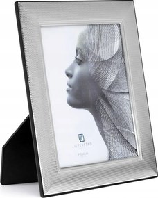 Klasszikus képkeret ezüstözött fa hátlap díszítéssel 13x18 cm