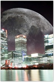 Poszterek 80x120 Város éjszaka Hold