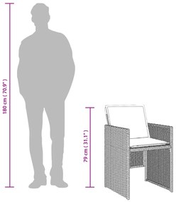 5részes világosszürke polyrattan kerti étkezőgarnitúra párnával