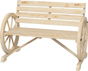 Outsunny 2-Fős Kerti Pad, Időjárásálló Pad, Kerti Bútor Háttámlával, Kerek Forma Kartámaszokkal, 240 kg Teherbírású Park Pad, Erkély Pad, Fa Pad Erkél