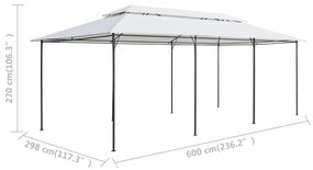 fehér pavilon függönyökkel 600 x 298 x 270 cm 180 g/m²