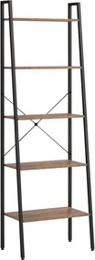 vidaXL 5 szintes sötétbarna és fekete állópolc 56 x 35 x 174 cm
