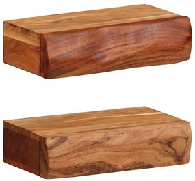 2 darab tömör akácfa fali polc 30x17x8 cm