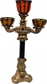 Hármas Gyertyatartó 64x34 cm Fém Üveg Kehely Dekoráció